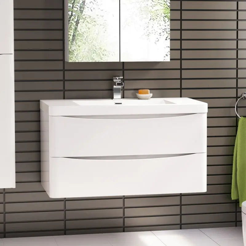 Belbagno Belbagno Ancona Wall Hung Vanity 900mm - Gloss White Belbagno