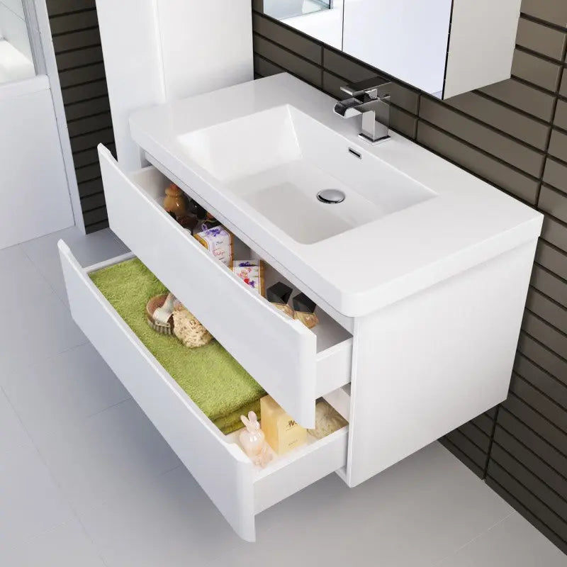 Belbagno Belbagno Ancona Wall Hung Vanity 900mm - Gloss White Belbagno