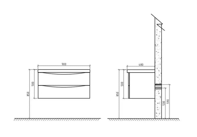 Belbagno Belbagno Ancona Wall Hung Vanity 900mm - Gloss White Belbagno