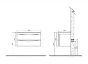 Belbagno Belbagno Ancona Wall Hung Vanity 900mm - Rose Wood Belbagno