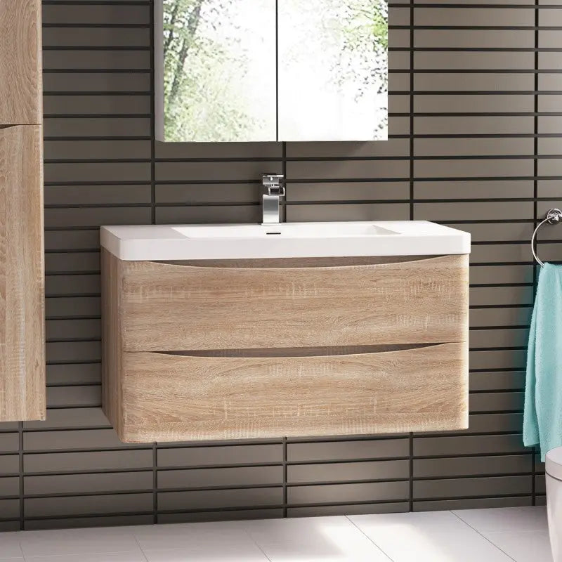 Belbagno Belbagno Ancona Wall Hung Vanity 900mm - White Oak Belbagno