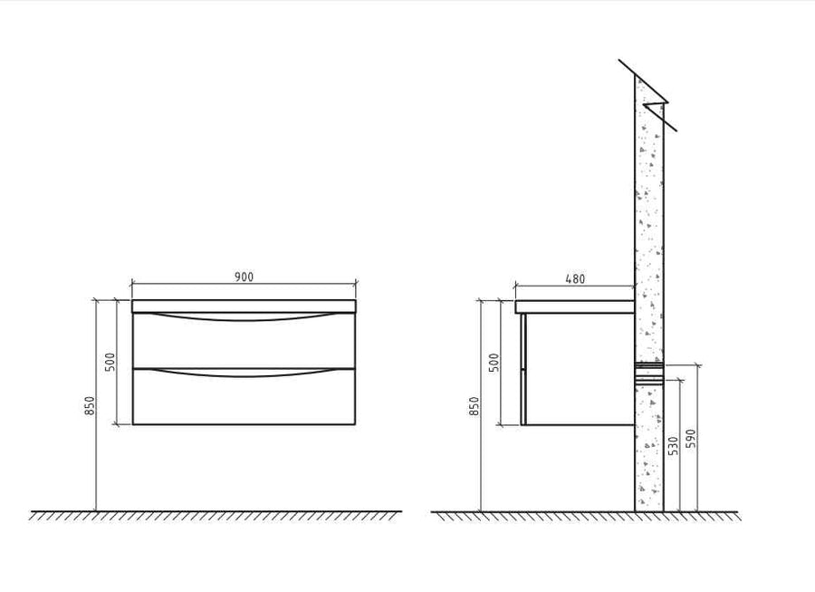 Belbagno Ancona Wall Hung Vanity 900mm - White Oak