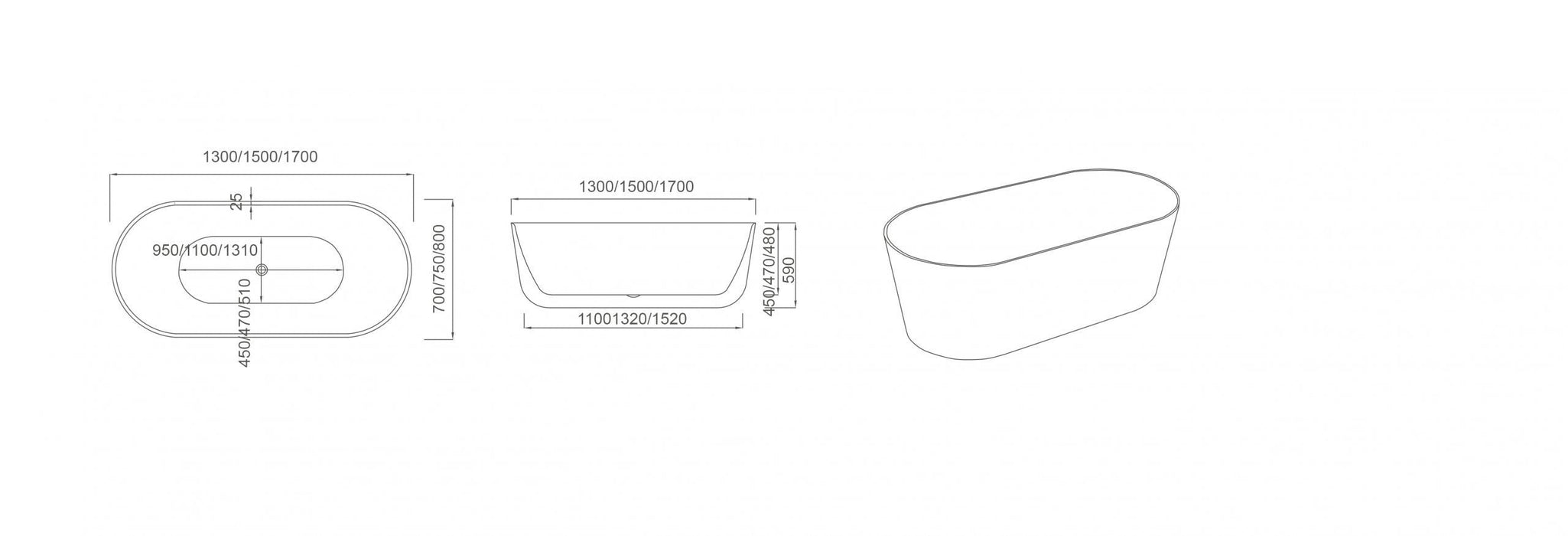 ARVO White Freestanding Bathtub