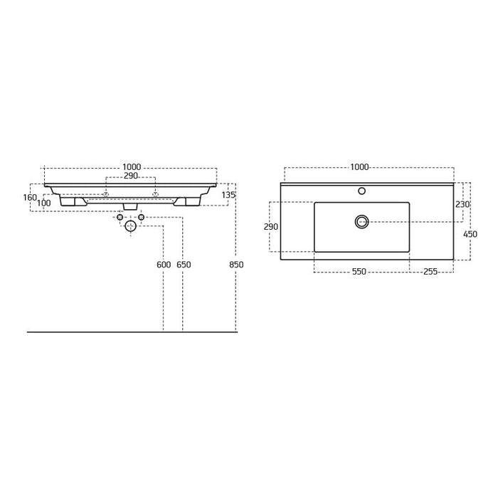 Belbagno Atria De Luxe Wall Hung / Freestanding Vanity 1000mm -  White Pattern