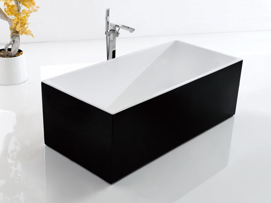 Riva Amber Square Freestanding Bathtub 1500mm - Black and White