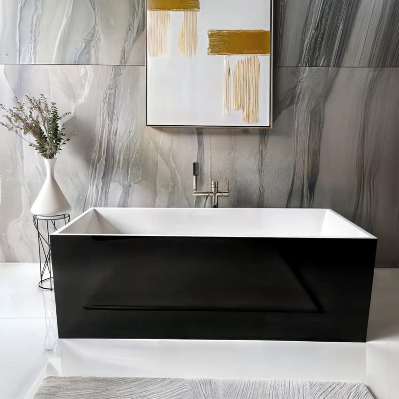 ABS Riva - Riva Amber Square Freestanding Bathtub 1500mm - Black and White - Aqualux Bathrooms