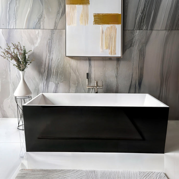 Riva Amber Square Freestanding Bathtub 1500mm - Black and White