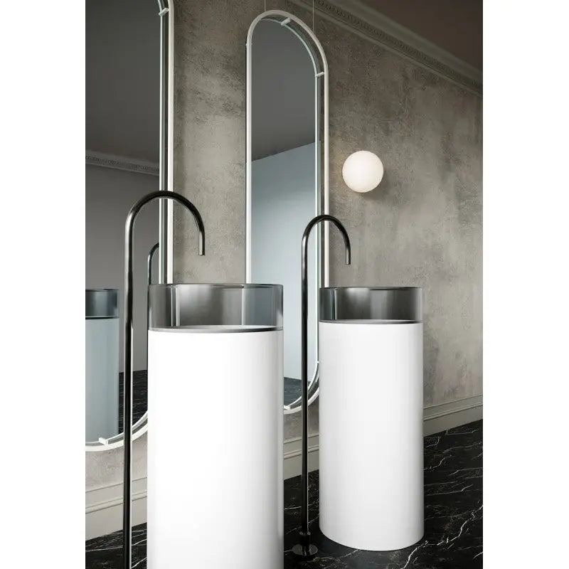 Belbagno - Belbagno Hilton Pedestal Basin 400mm - Black Mist - Aqualux Bathrooms