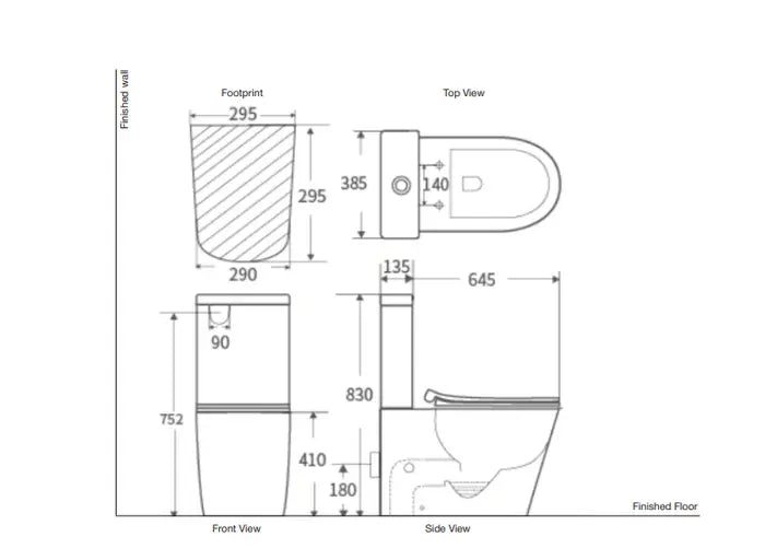 Belbagno - Belbagno Flay-R Rimless Nano Glaze Back To Wall Toilet Suite 665mm - Gloss White - Aqualux Bathrooms