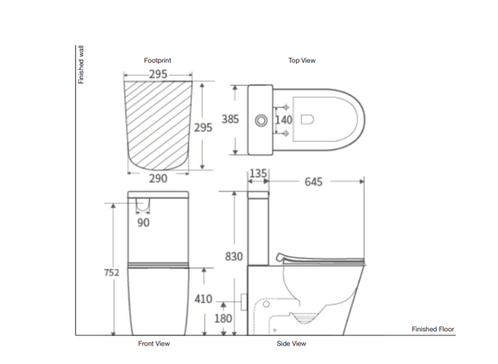 Belbagno Flay-R Rimless Nano Glaze Back To Wall Toilet Suite 665mm - Gloss White