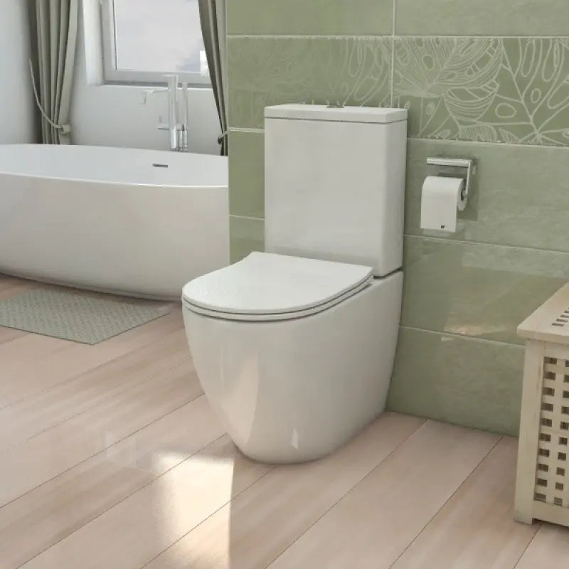 Belbagno - Belbagno Alexander-R Rimless Back To Wall Nano-Glaze Toilet Suite 650mm - Gloss White - Aqualux Bathrooms