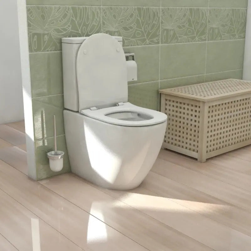 Belbagno - Belbagno Alexander-R Rimless Back To Wall Nano-Glaze Toilet Suite 650mm - Gloss White - Aqualux Bathrooms