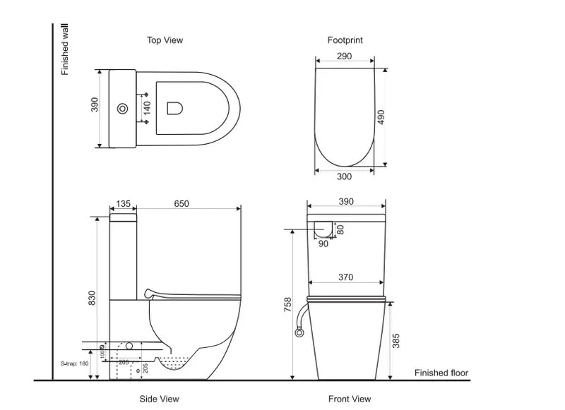 Belbagno - Belbagno Alexander-R Rimless Back To Wall Nano-Glaze Toilet Suite 650mm - Gloss White - Aqualux Bathrooms