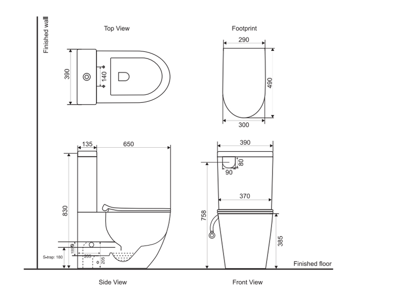 Belbagno Alexander-R Rimless Back To Wall Nano-Glaze Toilet Suite 650mm - Gloss White