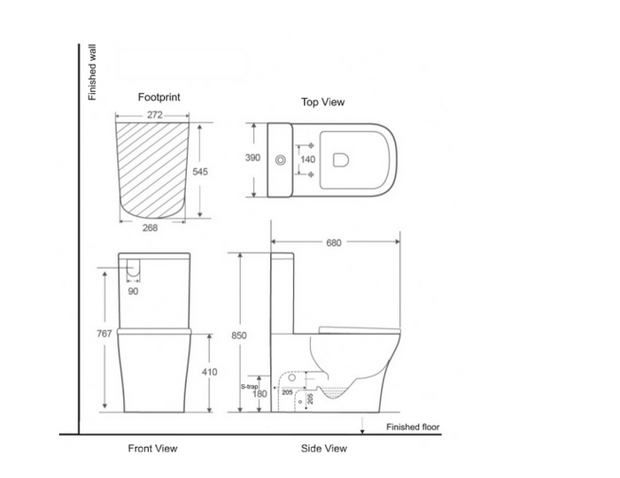 Belbagno Modena Rimless 2.0 Geberit Back To Wall Toilet Suite 680mm - Gloss White