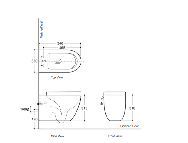 Belbagno Alexander-R Wall Hung Pan 540mm - Gloss White