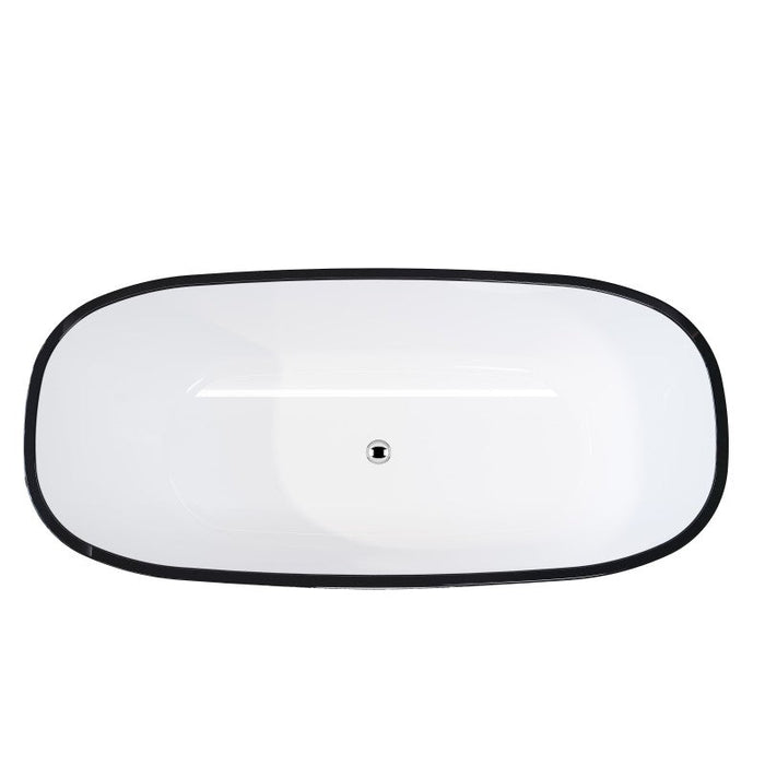 Belbagno Sapphire Freestanding Bathtub 1650mm - Semi Gloss Black