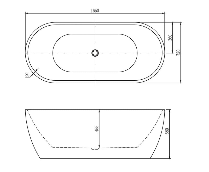 Belbagno - Belbagno Sapphire Freestanding Bathtub 1650mm - Semi Gloss Black - Aqualux Bathrooms