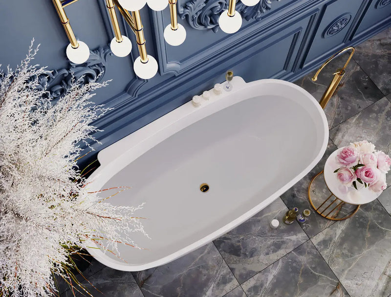 Belbagno - Belbagno Palermo Freestanding Bathtub 1750mm - Semi Gloss White - Aqualux Bathrooms