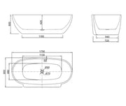 Belbagno - Belbagno Palermo Freestanding Bathtub 1750mm - Semi Gloss White - Aqualux Bathrooms