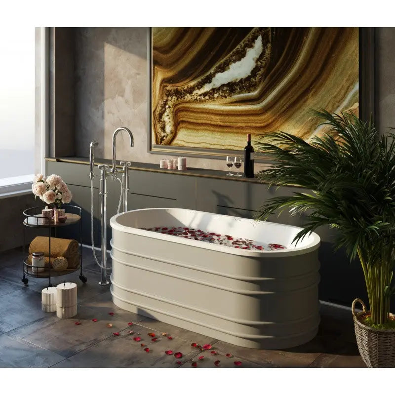 Belbagno - Belbagno Bucciano Freestanding Bathtub 1675mm - Stone Grey - Aqualux Bathrooms