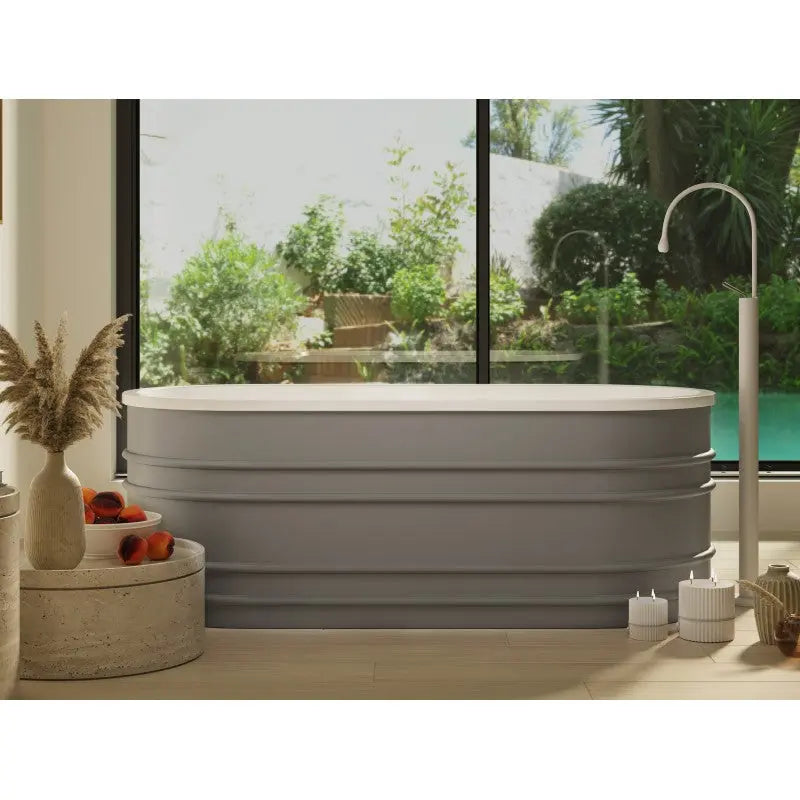 Belbagno - Belbagno Bucciano Freestanding Bathtub 1675mm - Stone Grey - Aqualux Bathrooms