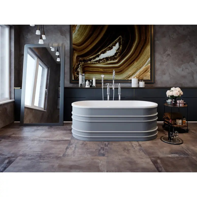 Belbagno - Belbagno Bucciano Freestanding Bathtub 1675mm - Stone Grey - Aqualux Bathrooms