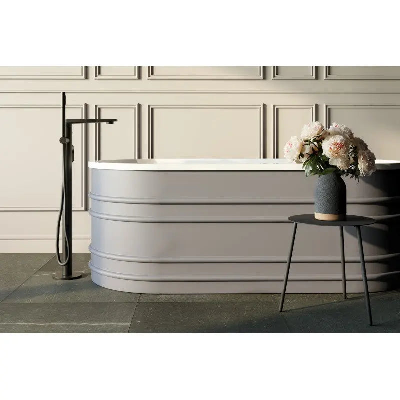 Belbagno - Belbagno Bucciano Freestanding Bathtub 1675mm - Stone Grey - Aqualux Bathrooms