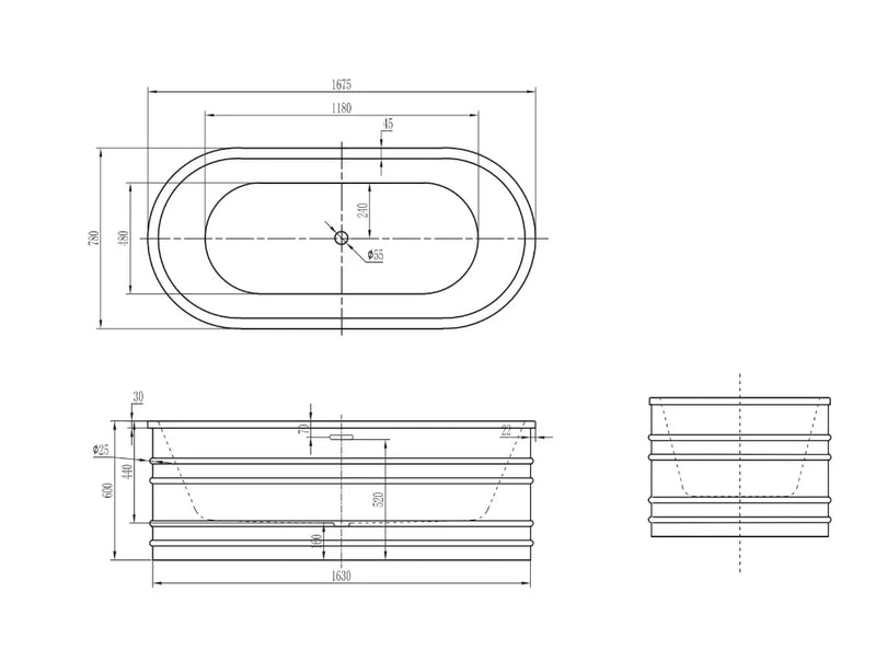 Belbagno - Belbagno Bucciano Freestanding Bathtub 1675mm - Stone Grey - Aqualux Bathrooms
