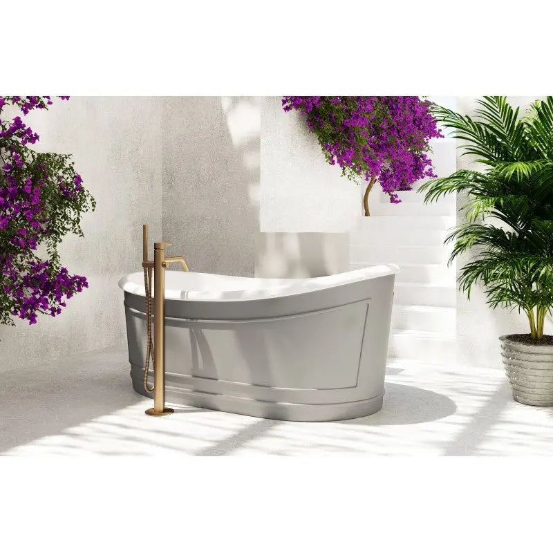 Belbagno - Belbagno Ritz Freestanding Bathtub 1670mm - Matt Grey - Aqualux Bathrooms
