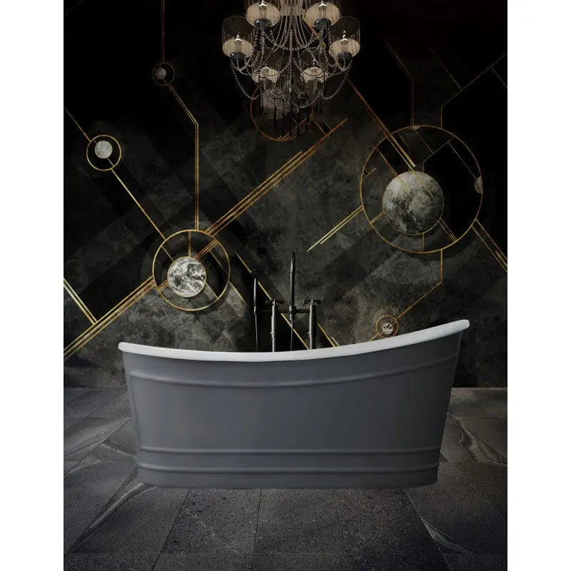 Belbagno - Belbagno Ritz Freestanding Bathtub 1670mm - Matt Grey - Aqualux Bathrooms
