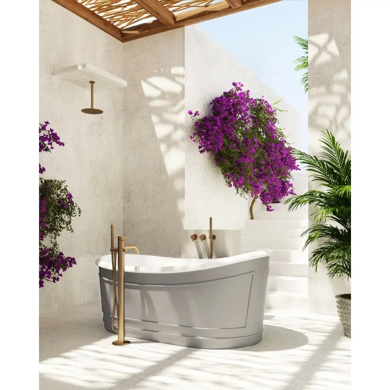 Belbagno - Belbagno Ritz Freestanding Bathtub 1670mm - Matt Grey - Aqualux Bathrooms