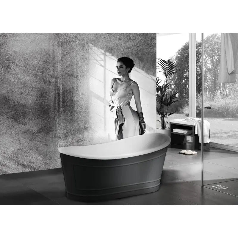 Belbagno - Belbagno Ritz Freestanding Bathtub 1670mm - Matt Grey - Aqualux Bathrooms