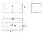 Belbagno - Belbagno Alto Freestanding Bathtub 1500mm - Semi Gloss White - Aqualux Bathrooms