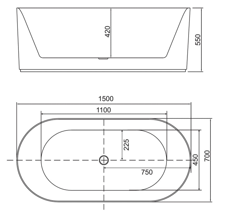 Belbagno Berg Freestanding Bathtub 1500mm - Soft Sand and Gloss White