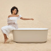 Belbagno - Belbagno Berg Freestanding Bathtub 1700mm - Soft Sand and Gloss White - Aqualux Bathrooms