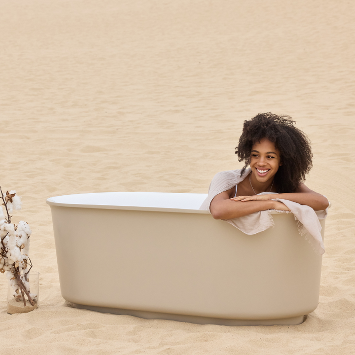 Belbagno Berg Freestanding Bathtub 1700mm - Soft Sand and Gloss White