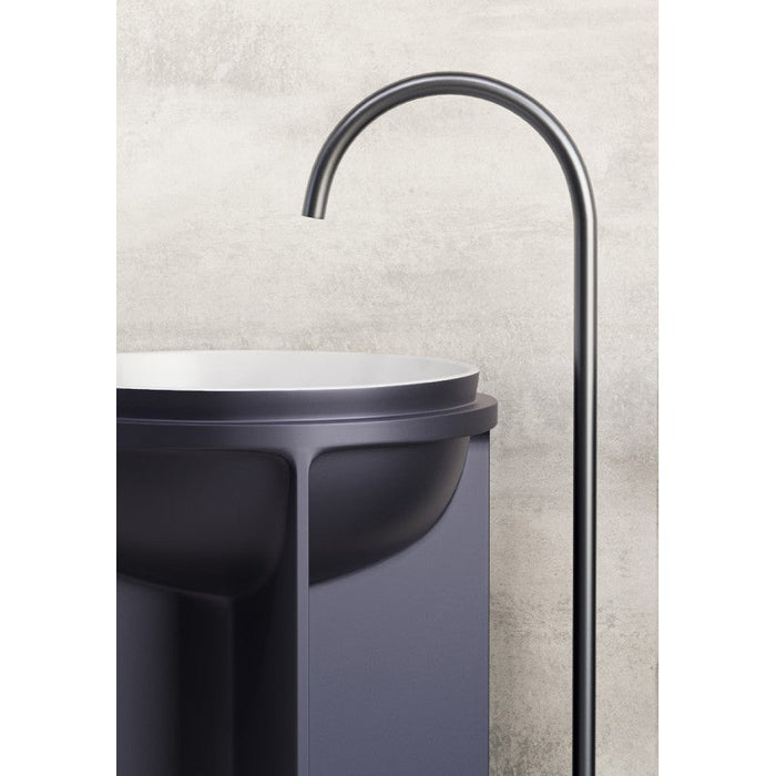 Belbagno Uno Pedestal Basin 500mm - Matte White and Cool Grey