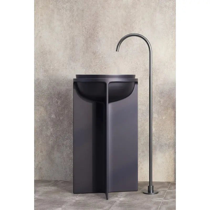 Belbagno - Belbagno Uno Pedestal Basin 500mm - Matte White and Cool Grey - Aqualux Bathrooms
