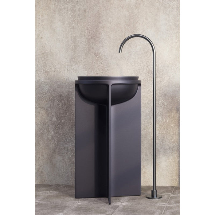 Belbagno Uno Pedestal Basin 500mm - Matte White and Cool Grey