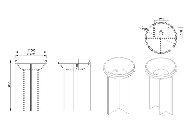Belbagno - Belbagno Uno Pedestal Basin 500mm - Matte White and Cool Grey - Aqualux Bathrooms
