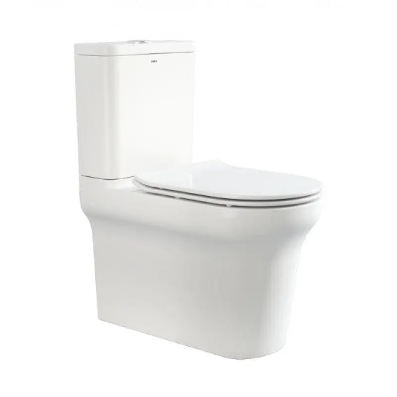 Belbagno - Belbagno Vella Rimless Nano-glaze Back to Wall Toilet Suite 665mm - Gloss White - Aqualux Bathrooms