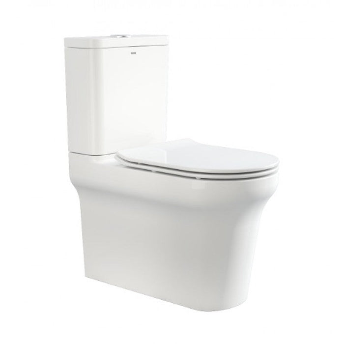 Belbagno Vella Rimless Nano-glaze Back to Wall Toilet Suite 665mm - Gloss White