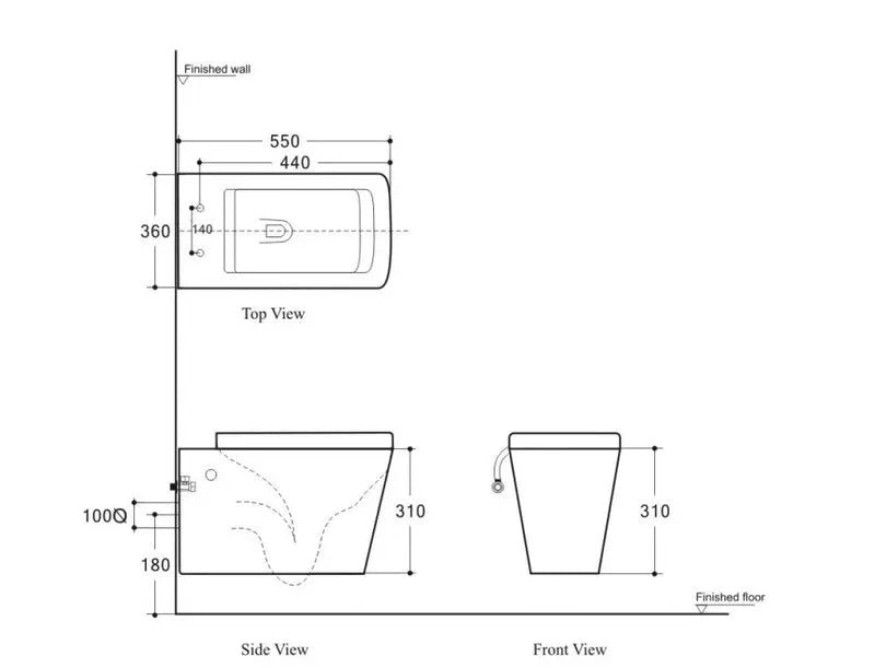 Belbagno - Belbagno Ardente-R Wall Hung Pan 555mm - Gloss White - Aqualux Bathrooms