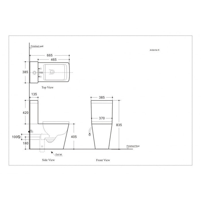 Belbagno Ardente-R Rimless Nano-Glaze Back To Wall Toilet Suite 680mm - Gloss White