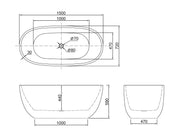 Belbagno - Belbagno Ally Freestanding Bathtub 1500mm - Semi Gloss White - Aqualux Bathrooms