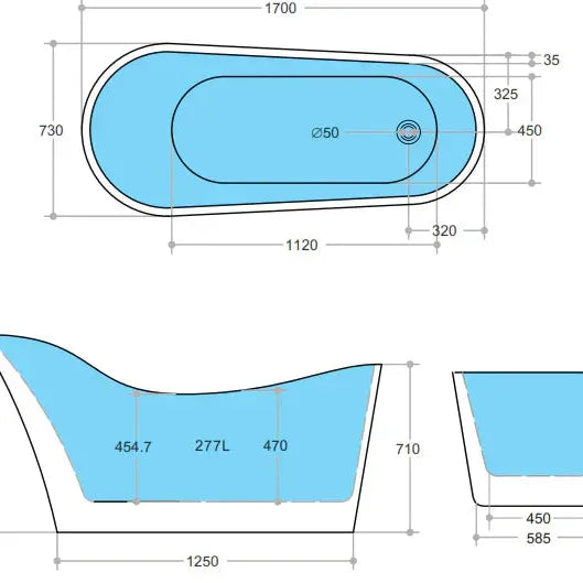 Bevel Freestanding Bathtub 1500mm