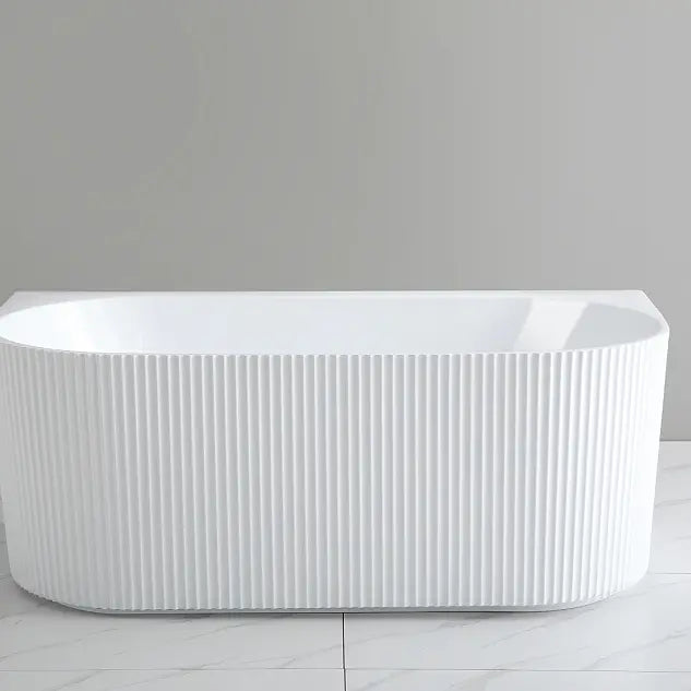 Bari Groove Back To Wall Bathtub 1500mm (No Overflow) - Aqualux Bathrooms- Poseidon