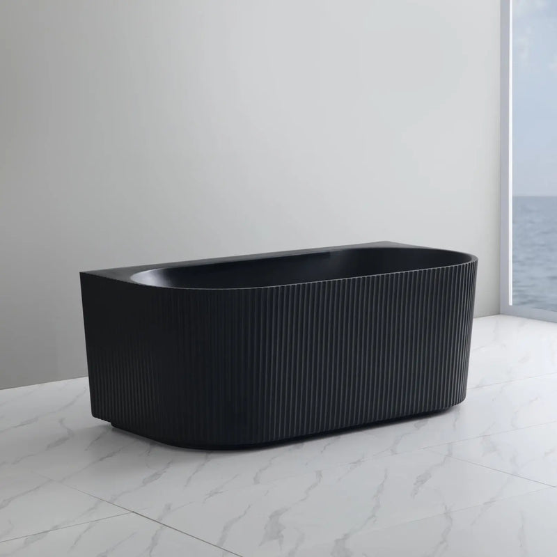 Bari Groove Back To Wall Bathtub 1500mm (No Overflow) - Aqualux Bathrooms- Poseidon