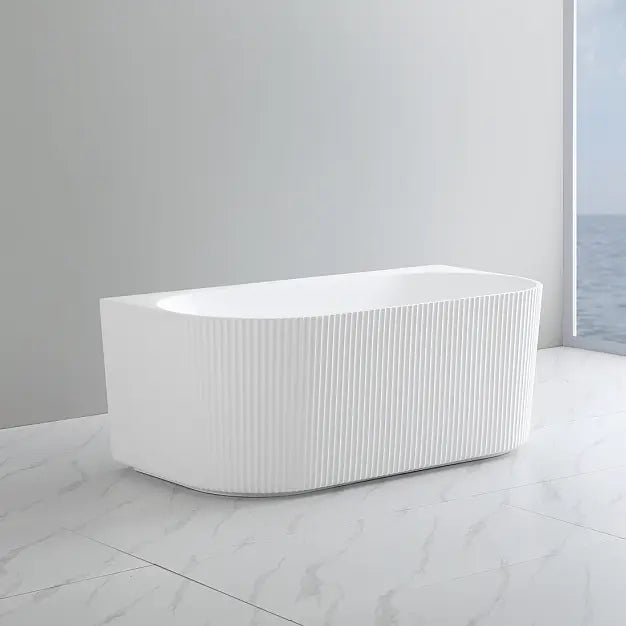 Bari Groove Back To Wall Bathtub 1500mm (No Overflow) - Aqualux Bathrooms- Poseidon